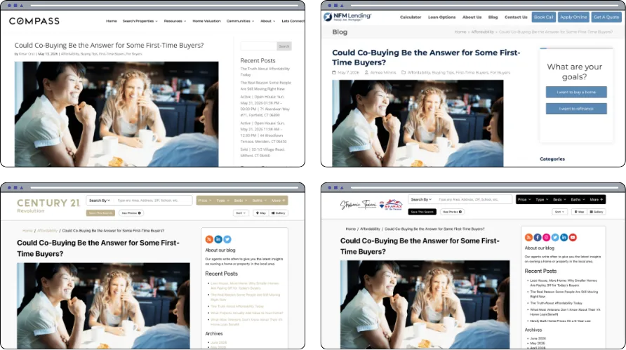 An article built on our research, republished on Compass, Century 21, NFM Lending and an independent agent’s site