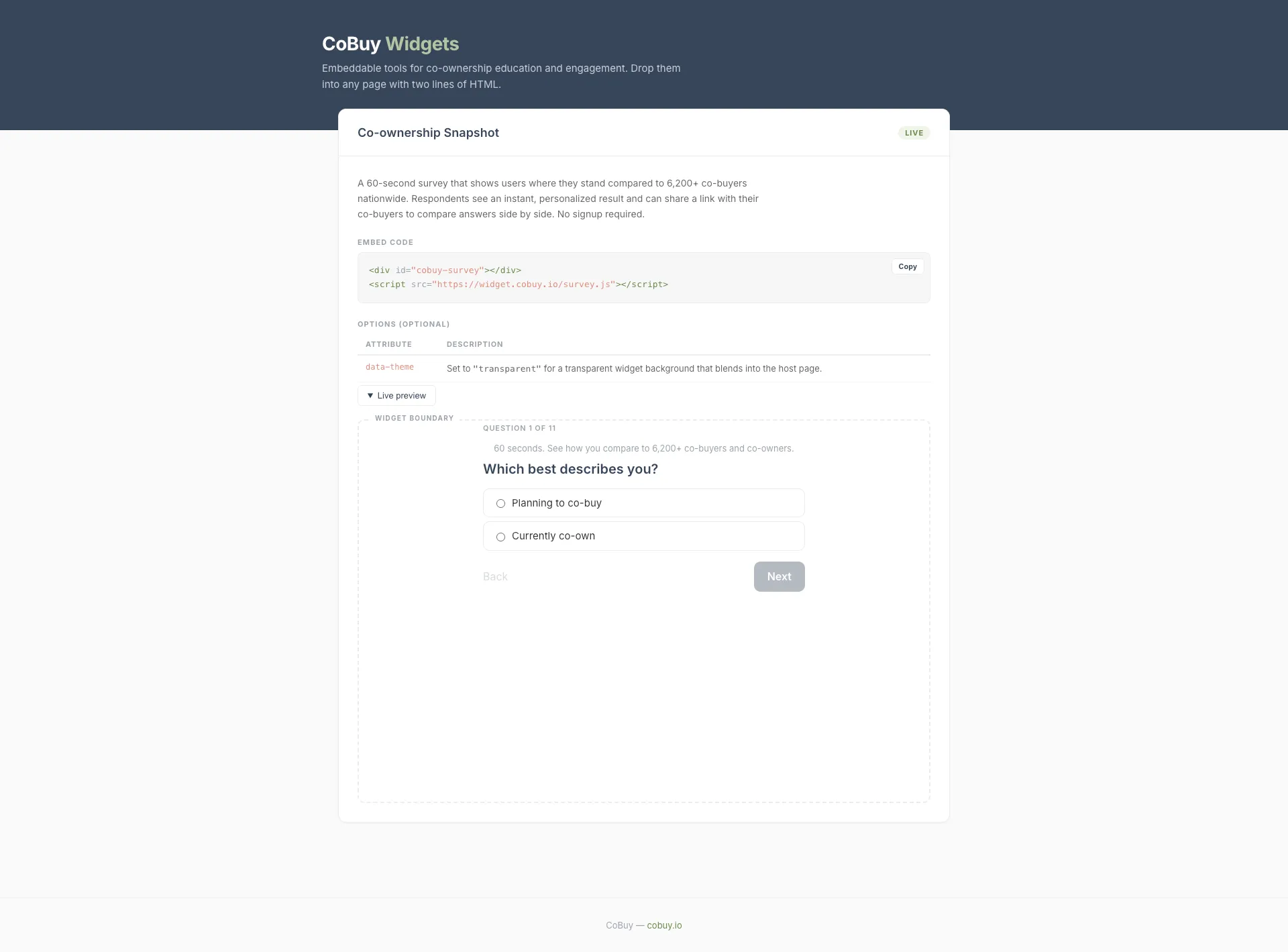 A page offering the tools as embeddable widgets for other sites